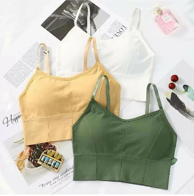 BRANKLY URJA WOMEN SOPRTS LIGHTLY PADDED BRA Women Cami Bra Lightly Padded Bra(White, Beige, Green)