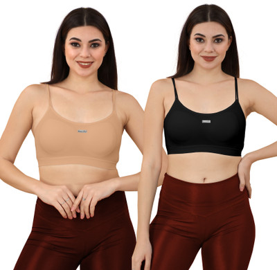 LeyLuko Women’s Seamless Padded Camisole Bra Women Bralette Lightly Padded Bra(Black, Beige)