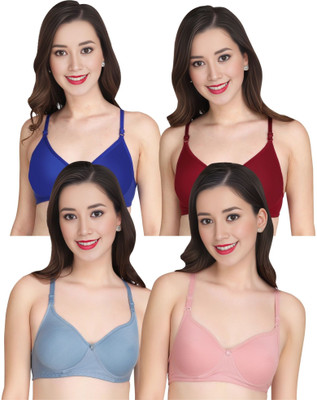 Tulzott Women Everyday Non Padded Bra (Pack Of 4) for T-Shirt Saree Dress Sports Garment Women Everyday Non Padded Bra(Multicolor)