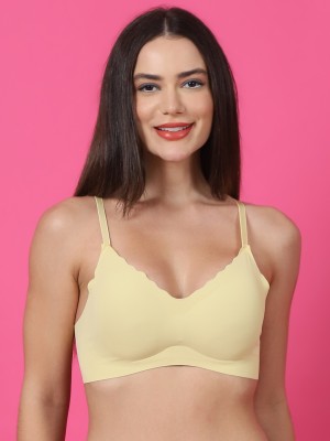 PrettyCat PrettyCat Women Lightly Padded Soft Bralette Bra Women Bralette Lightly Padded Bra(Yellow)