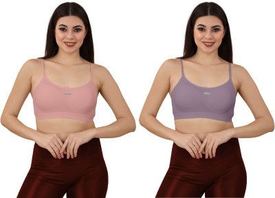 KUHAJI Women's Cotton Full Comfortable Lightly Padded Pull On Bra For Everyday Wear Women Everyday Lightly Padded Bra(Pink, Purple)