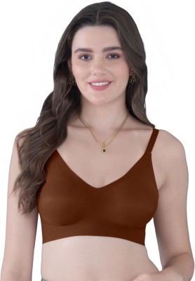 TWEENS Tweens Seamless Bonded InvisiBra Women T-Shirt Lightly Padded Bra(Brown)