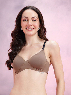 Dressberry Women T-Shirt Lightly Padded Bra(Brown)