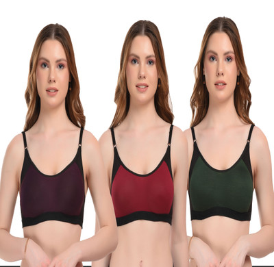CURVZEX nivi Women Sports Non Padded Bra(Purple, Maroon, Green)