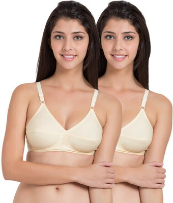 SOUMINIE by Belle Lingeries Classic Fit Pure Cotton Non-Padded Dailywear Pack of 2 Women Minimizer Non Padded Bra(Beige)