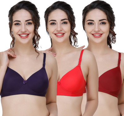 COLLEGE GIRL CGPAD1200 Women T-Shirt Lightly Padded Bra(Purple, Red, Maroon)