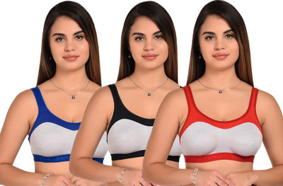 Yana Women Sports Non Padded Bra(Black, Red, Blue)