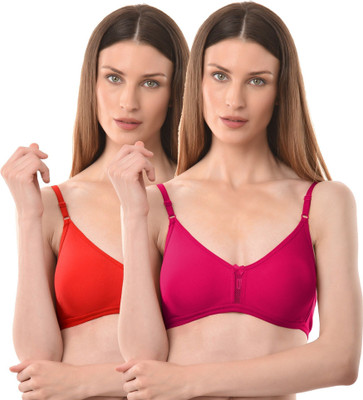 Vanila B Cup Size Comfortable and Supportive Casual Bra (Size 34, Pack of 2) Women Everyday Non Padded Bra(Red, Pink)
