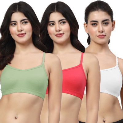 LILY 3321 Women Everyday Non Padded Bra(Green, Red, White)