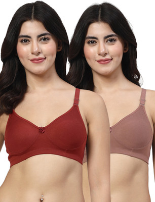 LILY Axela Moulded Double Layered Women T-Shirt Non Padded Bra(Maroon, Brown)