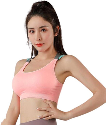 BRANKLY URJA Women's Polyamide, Nylon & Spandex Lightly padded Wired Sports Bra Women Sports Lightly Padded Bra(Pink)