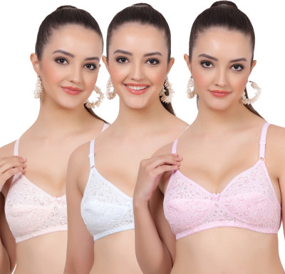 FigureFit Mino Women Everyday Non Padded Bra(Pink, Blue, Orange)