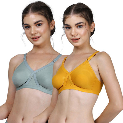 Thread sutra Women Everyday Non Padded Bra(Green, Yellow)