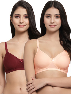 Docare Women T-Shirt Lightly Padded Bra(Orange, Maroon)