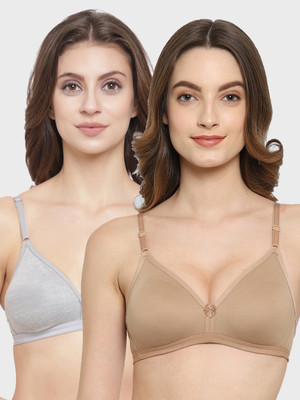 Floret Floret Women Non Padded & Non-Wired Medium Coverage T Shirt Bra Women T-Shirt Non Padded Bra(Grey, Gold)