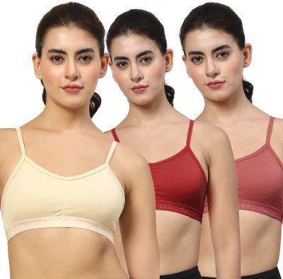 LILY stropSyliaD Women Sports Non Padded Bra(Beige, Maroon, Maroon)