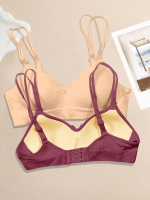 NAGARVEL CREATION B/309-SKN/MRN-P02-30 Women Push-up Lightly Padded Bra(Multicolor)