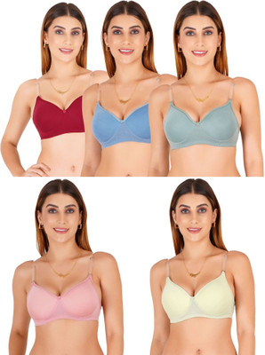 Liigne Transparent Strap Women Padded Bra Women Everyday Lightly Padded Bra(Multicolor)