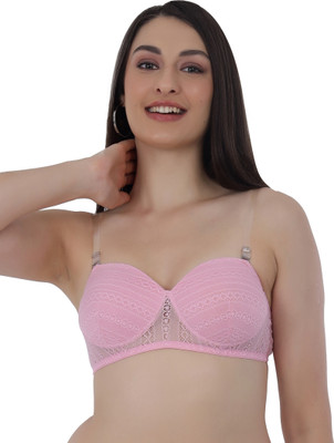 Selfcare Women's Embroidery Half Coverage Lightly Padded T-shirt Bra Women T-Shirt Lightly Padded Bra(Pink)