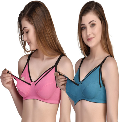ALVI CARE Women Push-up Non Padded Bra(Pink, Green)