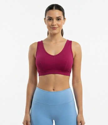 Aayat Enterprises Cotton Full Coverage Plain Misty Sports Gym Bra for Women Women Sports Lightly Padded Bra(Purple)