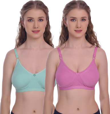 Viral Girl NA Women T-Shirt Non Padded Bra(Light Green, Pink)