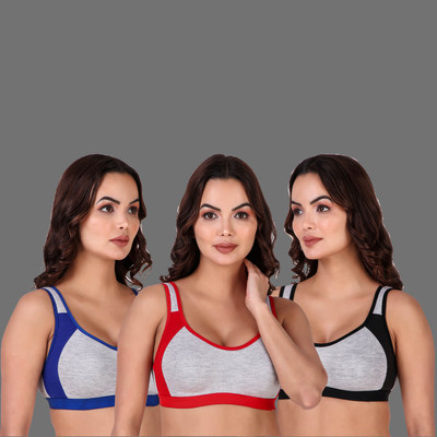 ASHMIRAS sports bra for women pack of 3 Women Full Coverage Non Padded Bra(Multicolor)