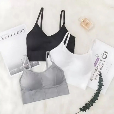 AMORIA 646 Women Lightly Padded Bra, Slip-on Comfortable Sports Bra Women Full Coverage Lightly Padded Bra(Black, White, Grey)