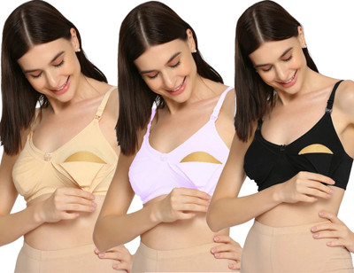 Evamomies Women Maternity/Nursing Non Padded Bra(Multicolor)