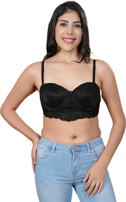 LacyLuxe Seamless Padded Bra Women Bralette Lightly Padded Bra(Black)