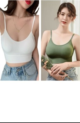 nishu Pack of 2 Means Minimum Order Quantity 2 As Shown in Image Women Cami Bra Lightly Padded Bra(White, Green)