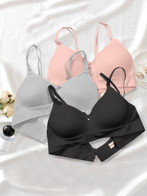 NAGARVEL CREATION 10/309-PNK/GRY/BLK-P03-32 Women Push-up Lightly Padded Bra(Multicolor)