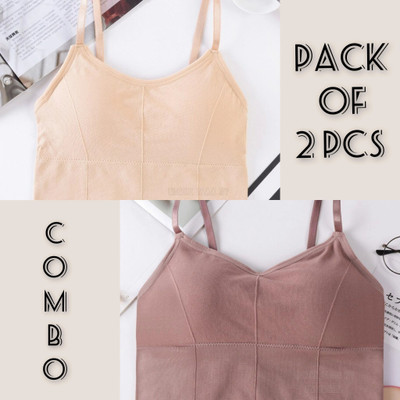 MAHEK CREATIVE Women's Sport Bra, Gym Bra, Lingerie, Honeymoon Bra, Padded Bra, Night Bra For Women Cami Bra Lightly Padded Bra(Beige, Purple)