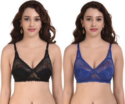 missway Bralette Bra for Women Women Everyday Non Padded Bra(Black, Blue)