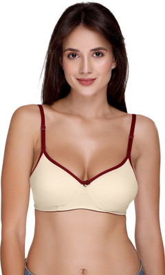 SONA Non-Wired T-Shirt Bra Seamless with Detachable Straps Women T-Shirt Lightly Padded Bra(Yellow)