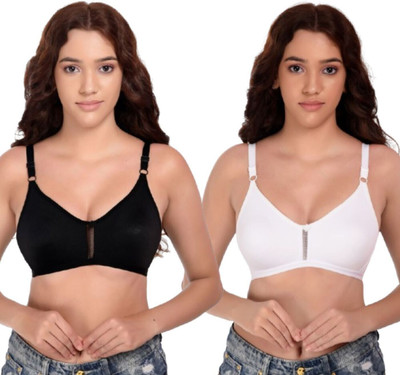 Jomferry Women's Cotton Rich Solid Non-Padded Full Cup Wire Free Everyday Bra Women Full Coverage Non Padded Bra(White)