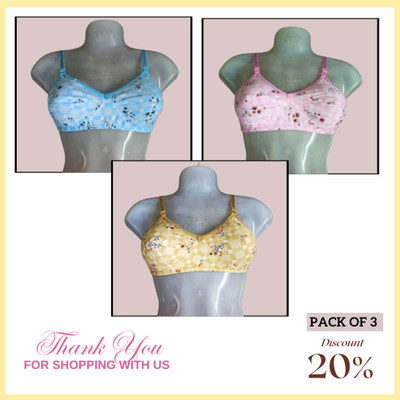 Creative Universal Soft and Cozy Cotton Bra Tailored for Regular Use Women Everyday Non Padded Bra(Multicolor)