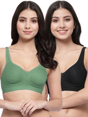 COLLEGE GIRL FullOn CG1215 T Shirt Plus Size Women Minimizer Lightly Padded Bra(Green, Black)