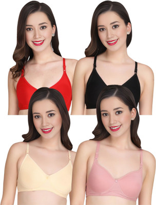 Tulzott Women Everyday Non Padded Bra (Pack Of 4) for T-Shirt Saree Dress Sports Garment Women Everyday Non Padded Bra(Multicolor)