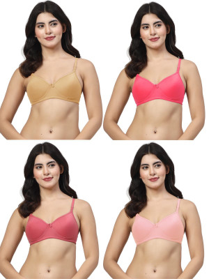 LILY maofcigam Women T-Shirt Lightly Padded Bra(Red, Gold, Pink, Pink)