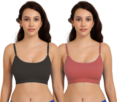Beach Curve Goma Bra Women Minimizer Non Padded Bra(Black, Orange)