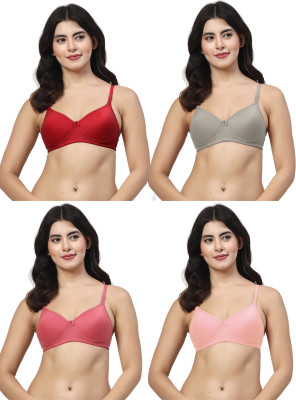 LILY maofcigam Women T-Shirt Lightly Padded Bra(Green, Maroon, Pink, Pink)