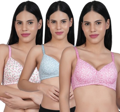 Shyam Sons FLAIR Polypad Women T-Shirt Lightly Padded Bra(Pink, Green, Pink)