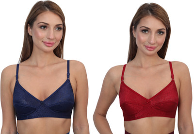Glamoras SAFYBRA Women Everyday Non Padded Bra(Blue, Maroon)