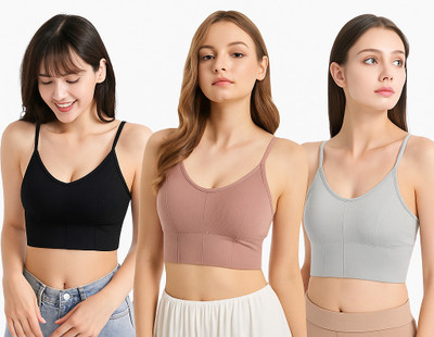 Surinka Women Sports Bras Yoga Gym Bra Women Sports Lightly Padded Bra(Pink, Black, Grey)