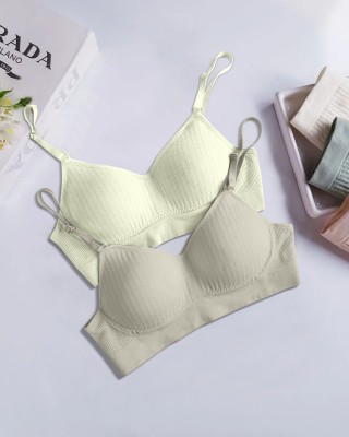 NAGARVEL CREATION 4/815-WHT-GRY-P02-FREE Women Everyday Lightly Padded Bra(Multicolor)