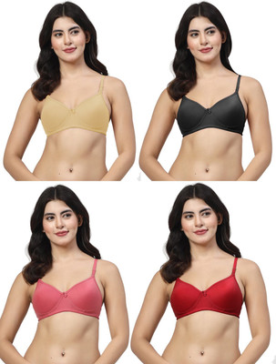 LILY maofcigam Women T-Shirt Lightly Padded Bra(Beige, Black, Maroon, Pink)