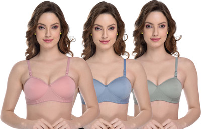 CHILEELIFE Women Everyday Lightly Padded Bra(Light Blue, Pink, Green)