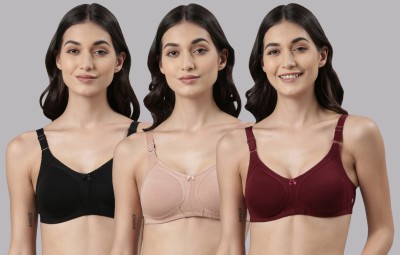Dollar Missy Wire-Free Panelled Support Everyday Women Everyday Non Padded Bra(Black, Maroon)