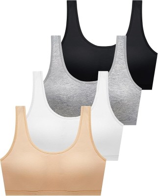 ZEEMBOOLI ABIAIR405 Girls Sports Non Padded Bra(Grey, White, Black, Beige)